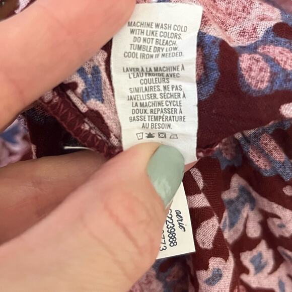 Aerie Peasant Midi Dress XS Floral Oversized Boho Long Sleeve Flowy Casual Red - Picture 8 of 9
